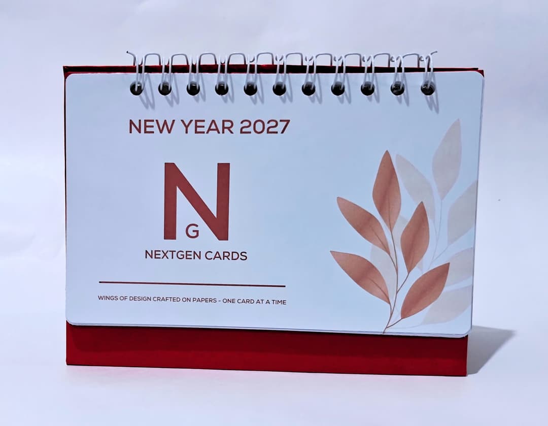 Nextgen Cards New Year 2027 Desktop Spiral Calendar β Minimalist Floral Design