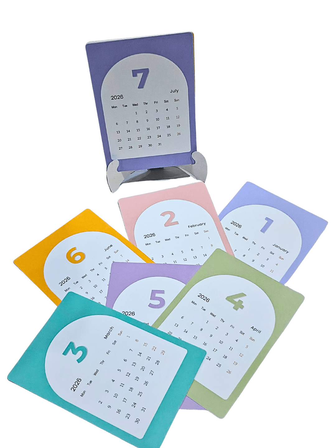 2026 Desk Calendar, Colorful Monthly Calendar Cards with Stand, 12 Month Desktop Calendar with Large Numbers, Office Home Organization