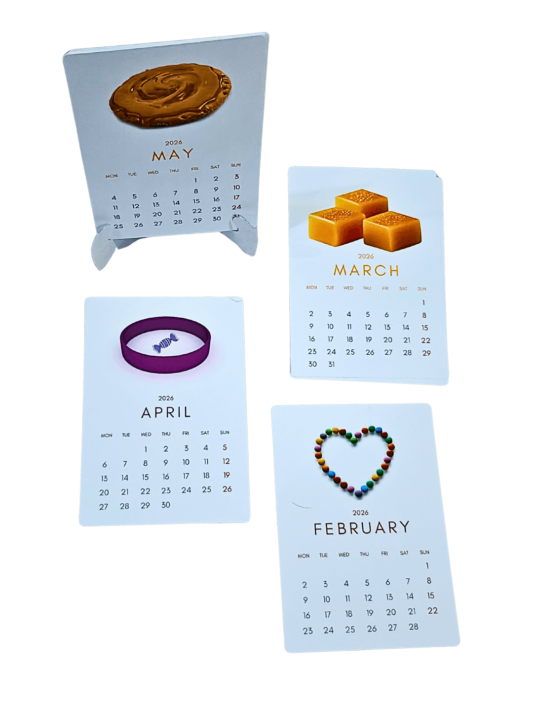 2026 Candy Themed Desk Calendar, Monthly Pages with Sweet Treats Design, Colorful Confectionery Illustrations, Office Home Decor