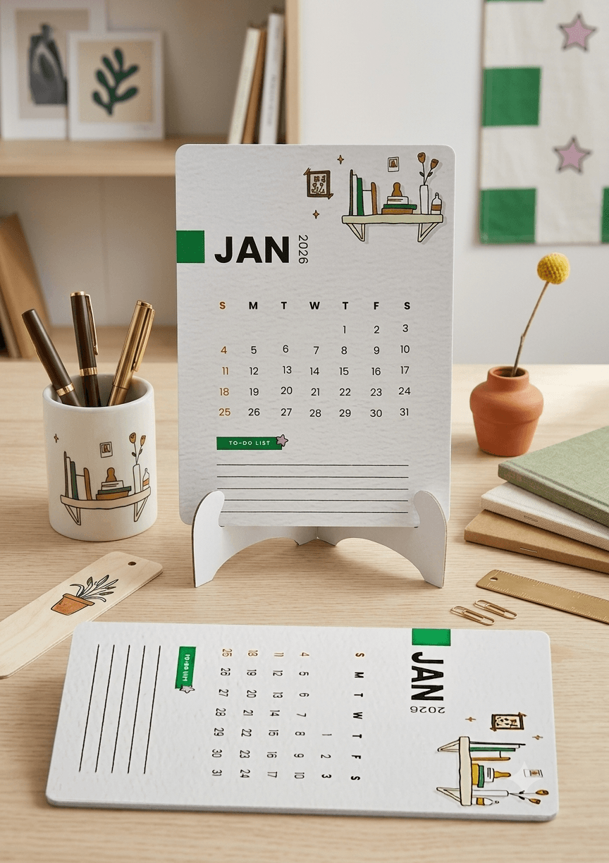 2026 Mini Desktop Calendar with To-Do List | Monthly Flip Table Calendar with Stand | Modern Minimalist Desk Planner | Office, Home & Study Organizer