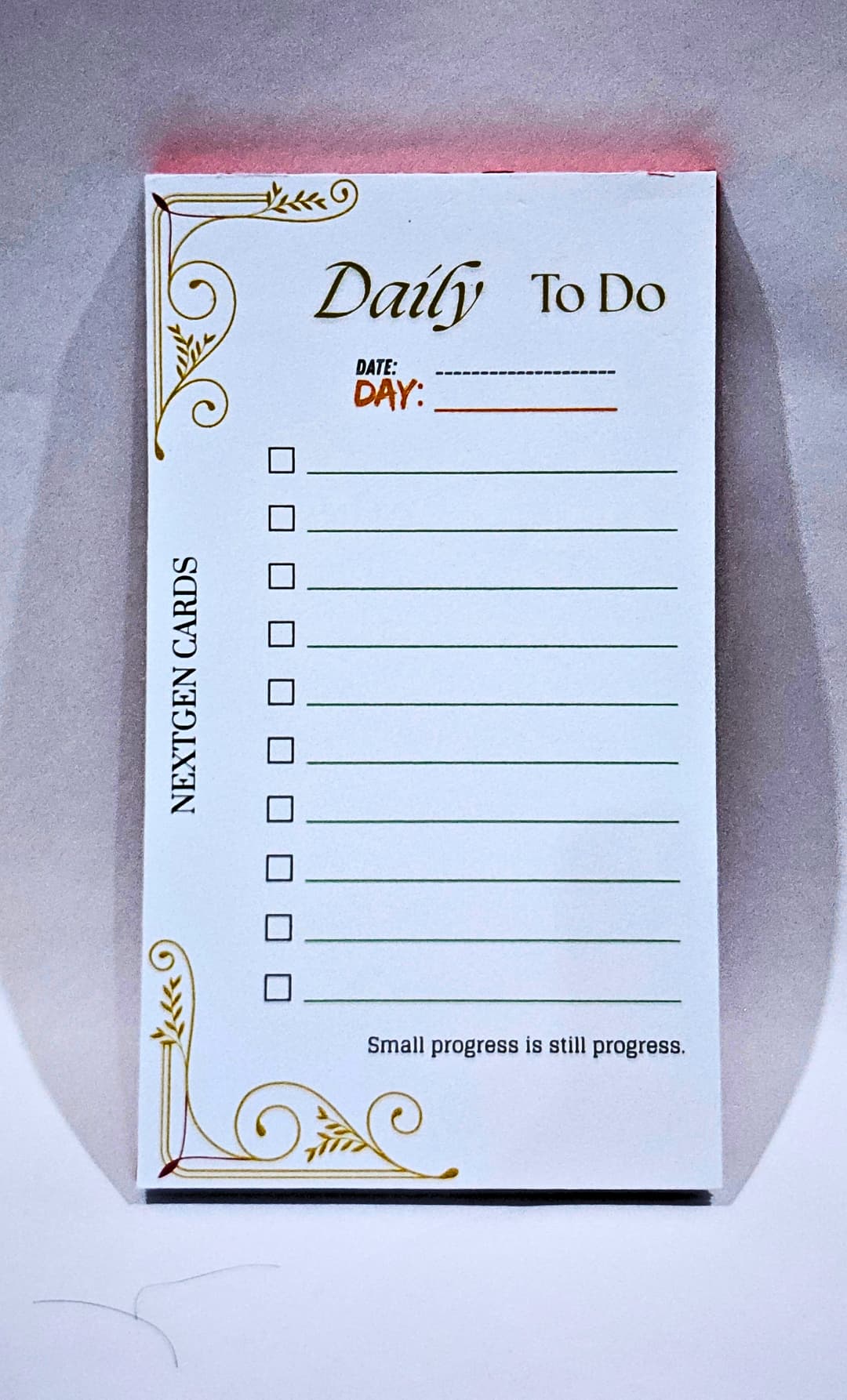 Vintage Filigree "Daily To Do" Notepad with Red Protective Cover