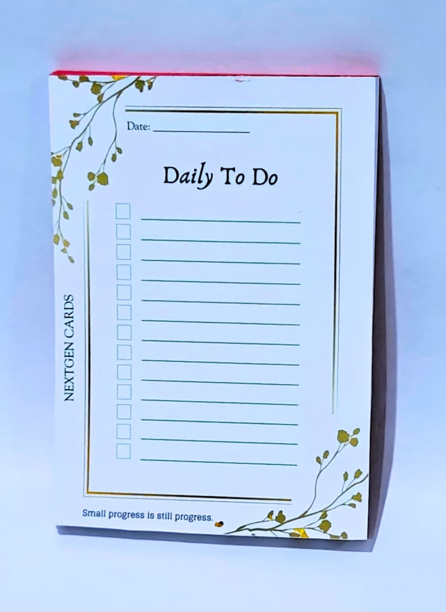 Daily To Do" Notepad with Red Protective Cover and Floral Border